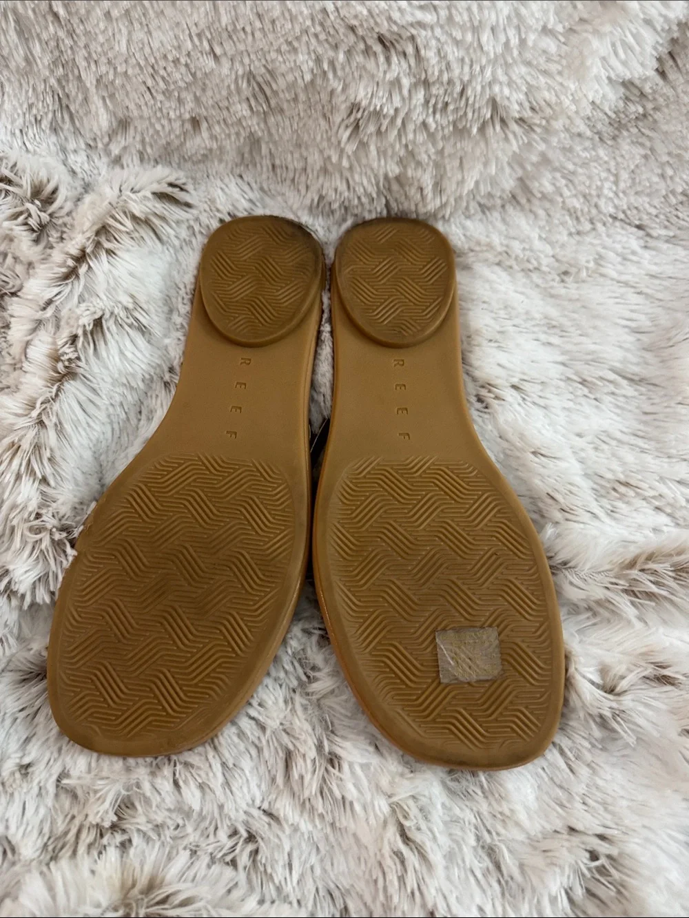 Reef Women’s Metallic Gold and Tan Multi-Strap Slide Sandals